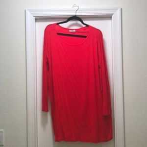 Red Long Sleeve Piko Dress